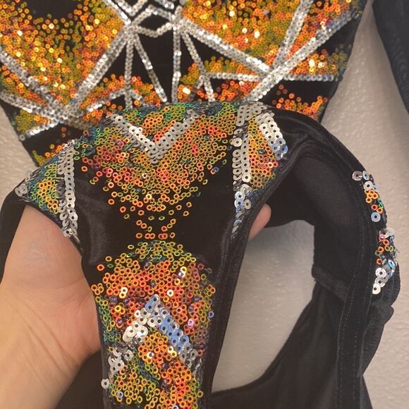 Weissman elite dance costume black velvet sequin Baby I'm Yours 14584 MC child - Picture 4 of 12